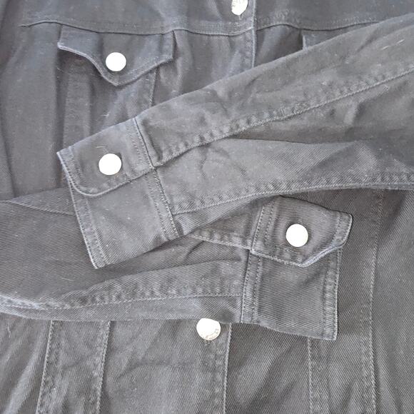 Vintage 90s DKNY Jeans Mini Black Denim Dress Trucker Style Cotton Size 10 - Picture 5 of 8